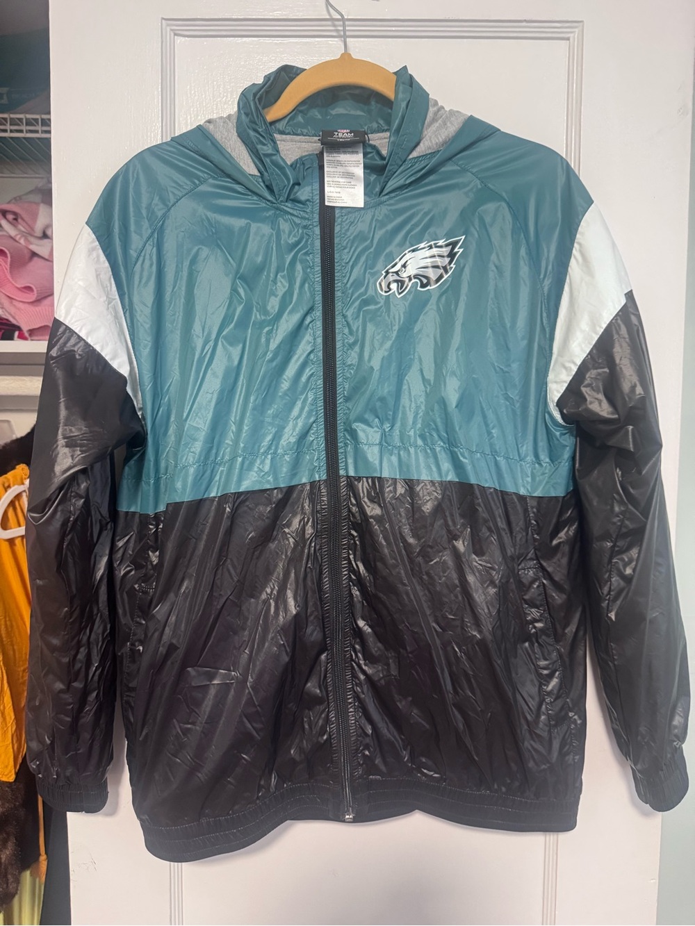 NFL Philadelphia Eagles Teal Black White Windbreaker Jacket